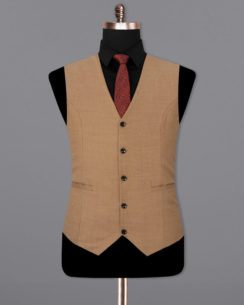 Brownish Dobby Textured Waistcoat