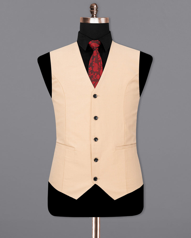 Desert Sand Cream micro Checkered Waistcoat