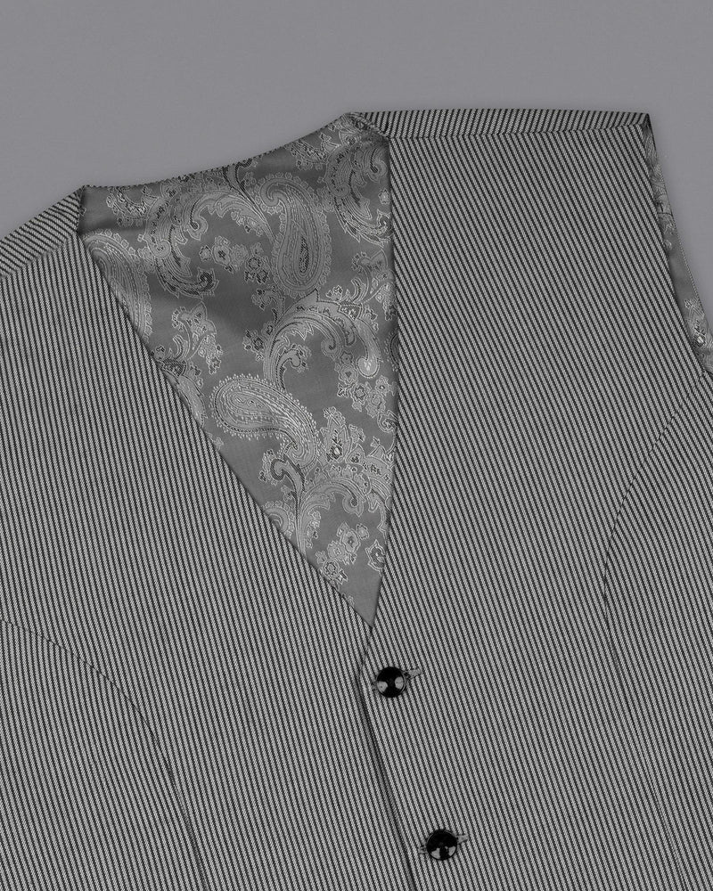 Gainsboro Gray Striped Waistcoat