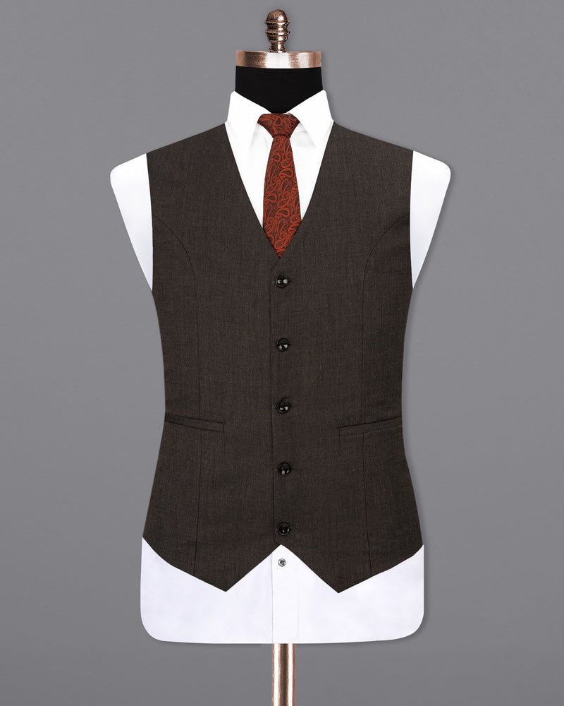 Iridium Brown Solid Waistcoat