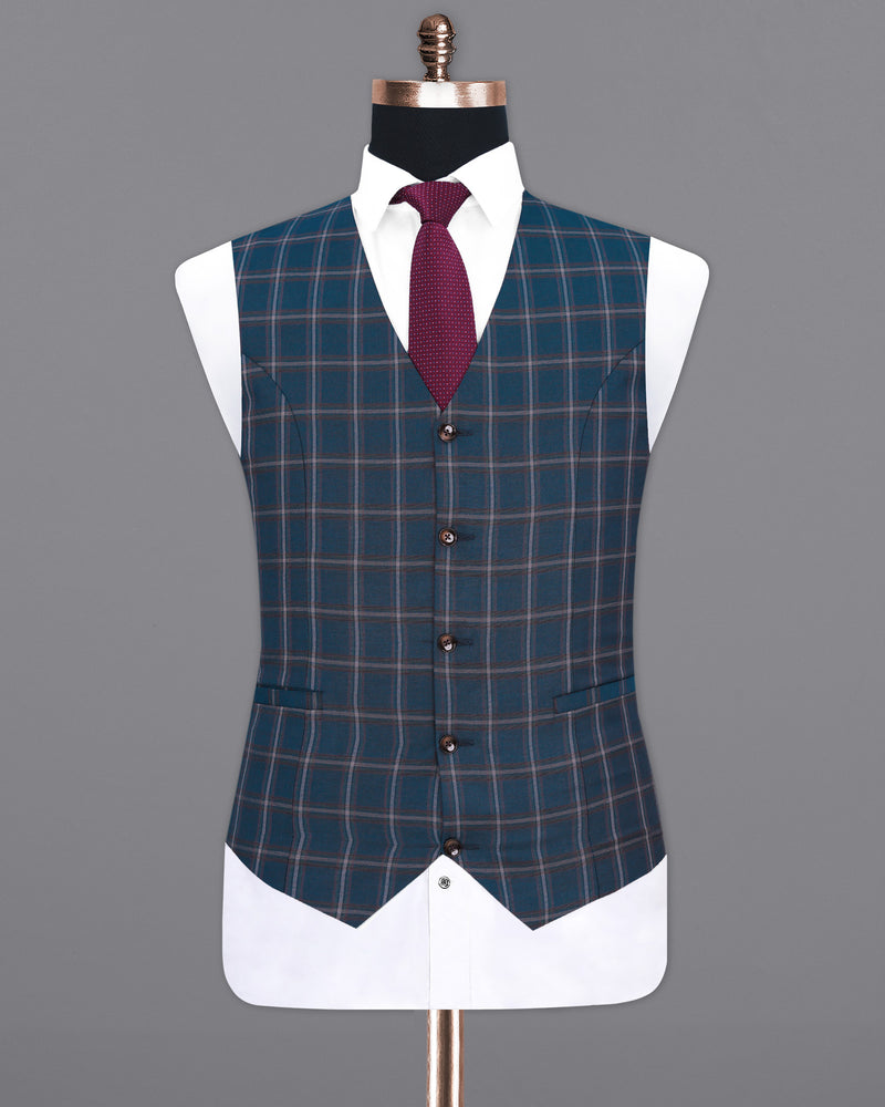 Zodiac Blue Plaid Waistcoat V1912-36, V1912-38, V1912-40, V1912-42, V1912-44, V1912-46, V1912-48, V1912-50, V1912-52, V1912-54, V1912-56, V1912-58, V1912-60