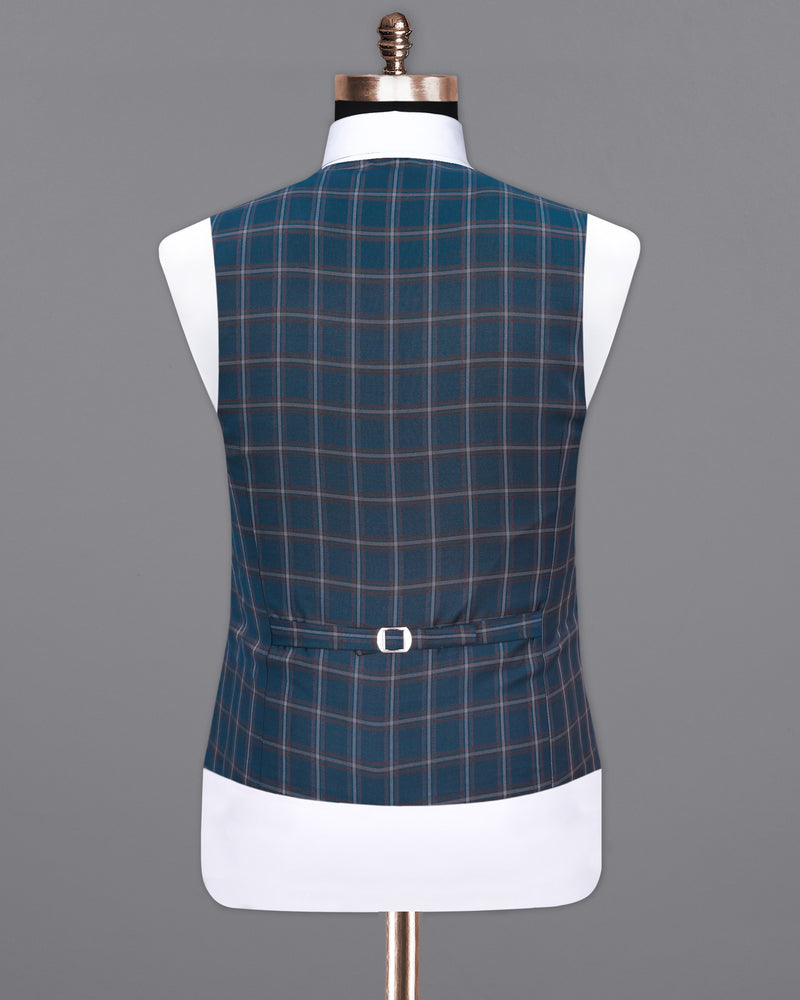 Zodiac Blue Plaid Waistcoat V1912-36, V1912-38, V1912-40, V1912-42, V1912-44, V1912-46, V1912-48, V1912-50, V1912-52, V1912-54, V1912-56, V1912-58, V1912-60