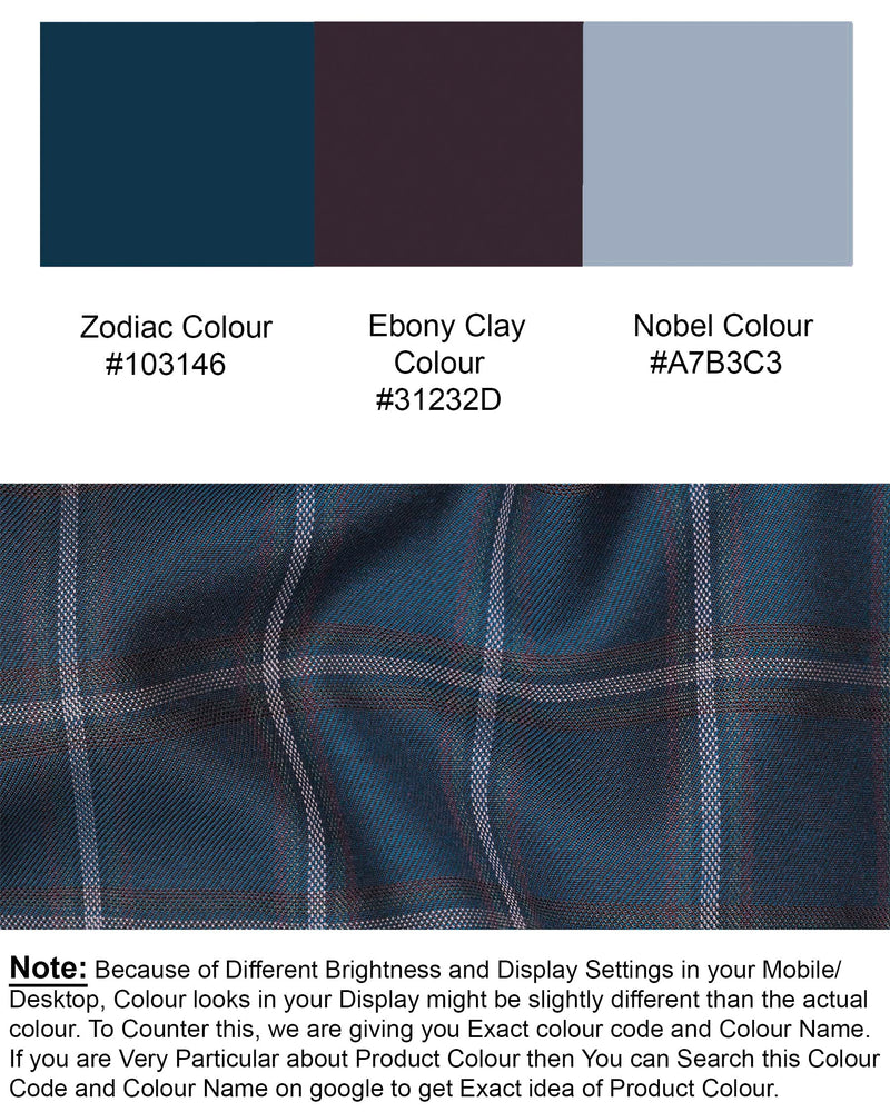 Zodiac Blue Plaid Waistcoat V1912-36, V1912-38, V1912-40, V1912-42, V1912-44, V1912-46, V1912-48, V1912-50, V1912-52, V1912-54, V1912-56, V1912-58, V1912-60