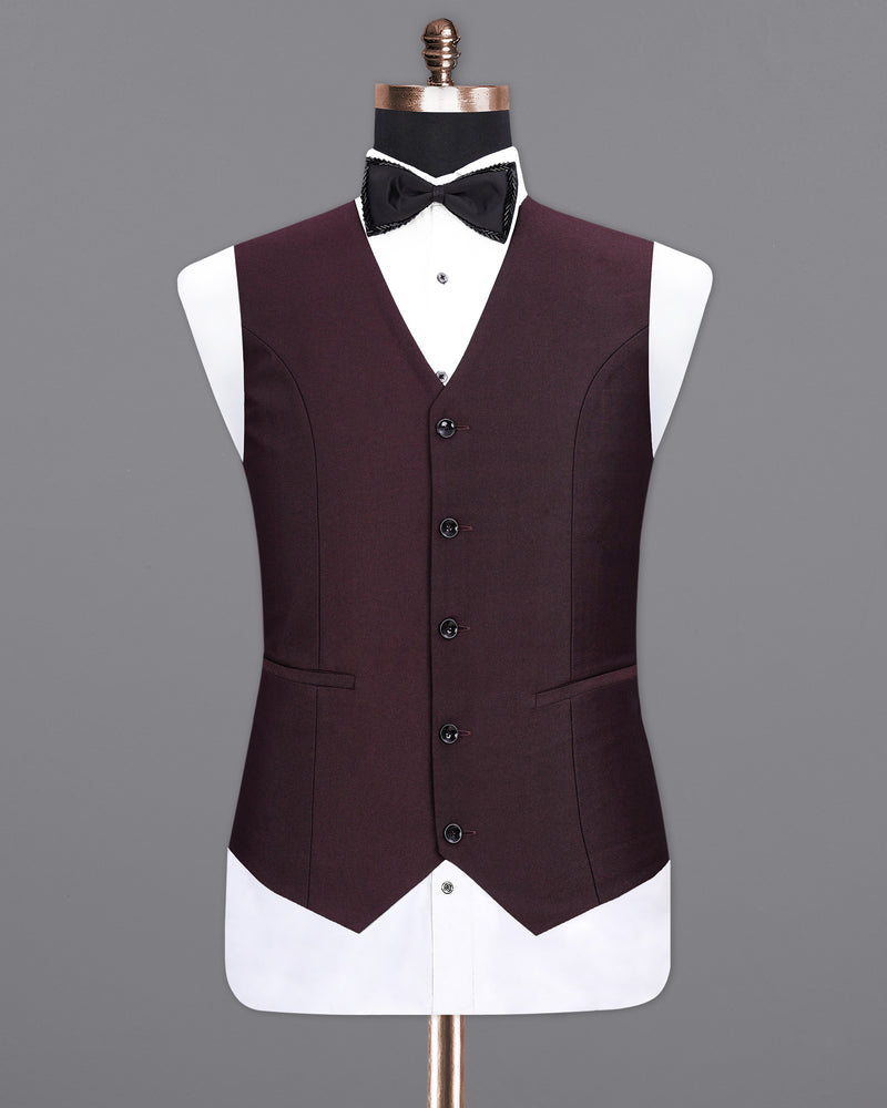 Havana Wine With  Black Lapel Textured Waistcoat V1975-36, V1975-38, V1975-40, V1975-42, V1975-44, V1975-46, V1975-48, V1975-50, V1975-52, V1975-54, V1975-56, V1975-58, V1975-60