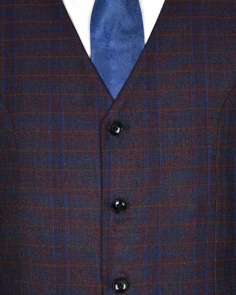 Rosewood Plaid Wool Blend Tweed Waistcoat