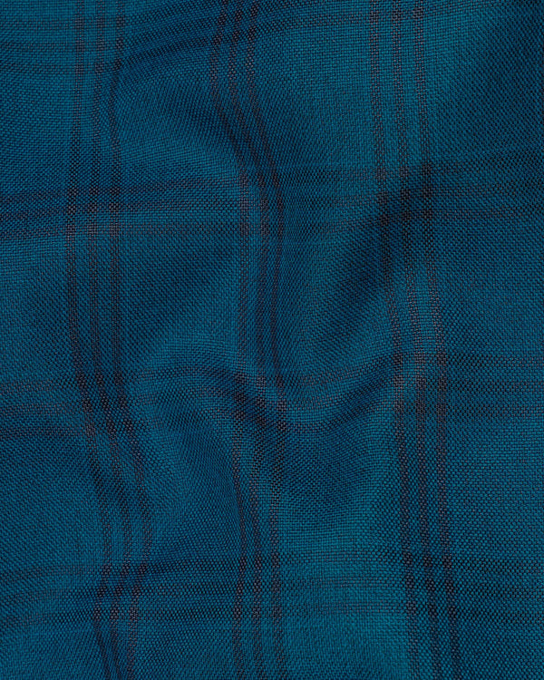 Sapphire Blue With Black Plaid Waistcoat V1993-36, V1993-38, V1993-40, V1993-42, V1993-44, V1993-46, V1993-48, V1993-50, V1993-52, V1993-54, V1993-56, V1993-58, V1993-60