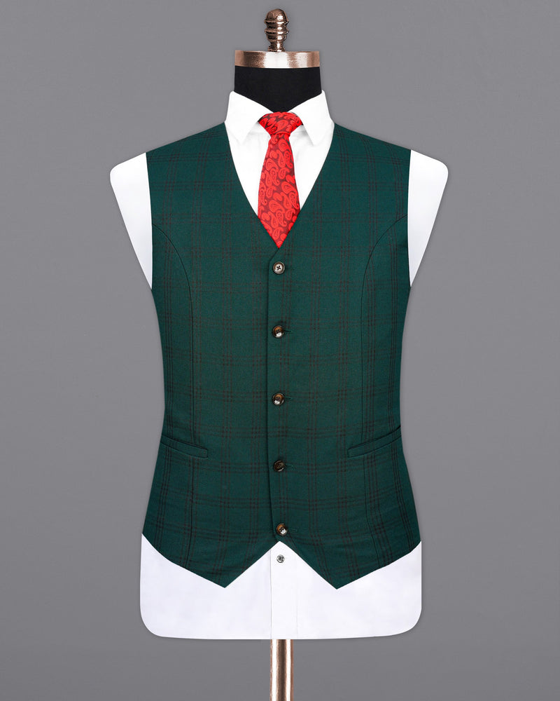 Timber Dark Green With Black Plaid Waistcoat V1996-36, V1996-38, V1996-40, V1996-42, V1996-44, V1996-46, V1996-48, V1996-50, V1996-52, V1996-54, V1996-56, V1996-58, V1996-60