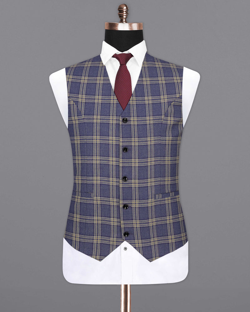 River Bed Blue with Tallow Brown Plaid Waistcoat V2045-36, V2045-38, V2045-40, V2045-42, V2045-44, V2045-46, V2045-48, V2045-50, V2045-52, V2045-54, V2045-56, V2045-58, V2045-60