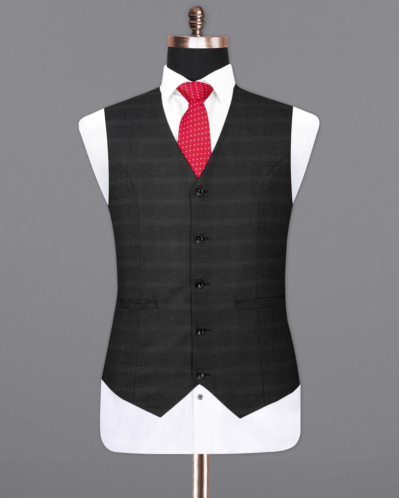 Thunder Black Plaid Waistcoat V2050-36, V2050-38, V2050-40, V2050-42, V2050-44, V2050-46, V2050-48, V2050-50, V2050-52, V2050-54, V2050-56, V2050-58, V2050-60