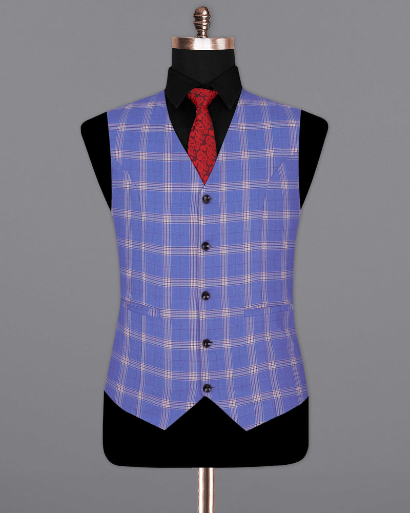Glaucous Blue with Gainsboro Gray Plaid Waistcoat V2057-36, V2057-38, V2057-40, V2057-42, V2057-44, V2057-46, V2057-48, V2057-50, V2057-52, V2057-54, V2057-56, V2057-58, V2057-60