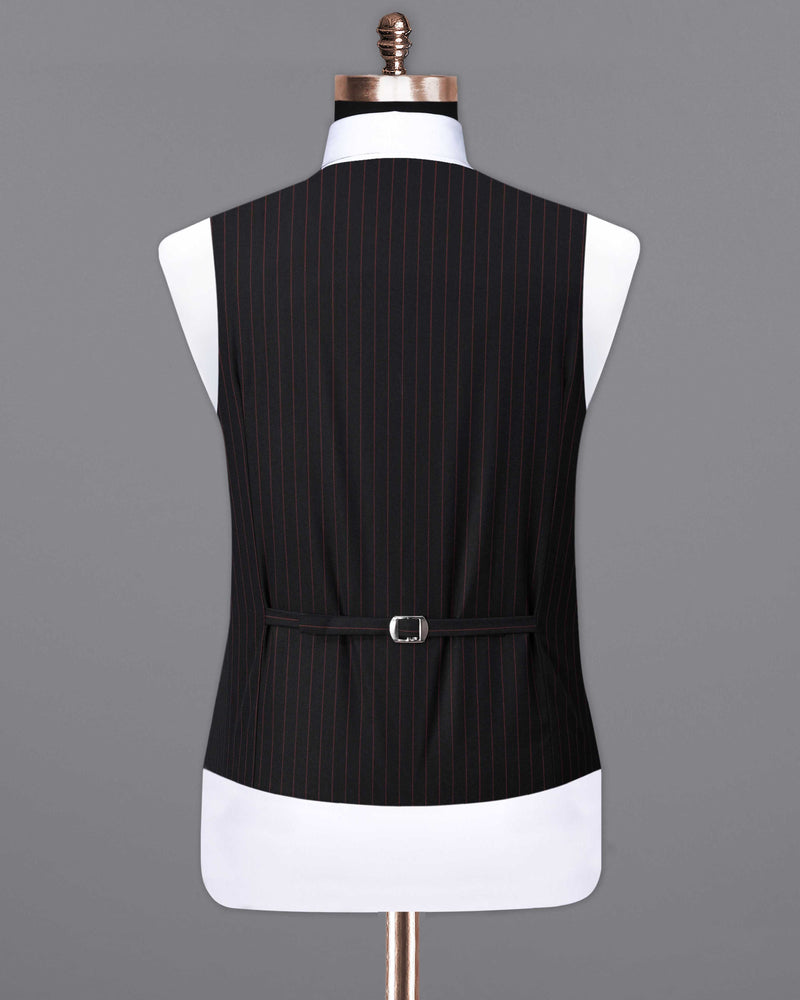 Jade Black with Light Taupe Brown Striped Waistcoat V2061-36, V2061-38, V2061-40, V2061-42, V2061-44, V2061-46, V2061-48, V2061-50, V2061-52, V2061-54, V2061-56, V2061-58, V2061-60