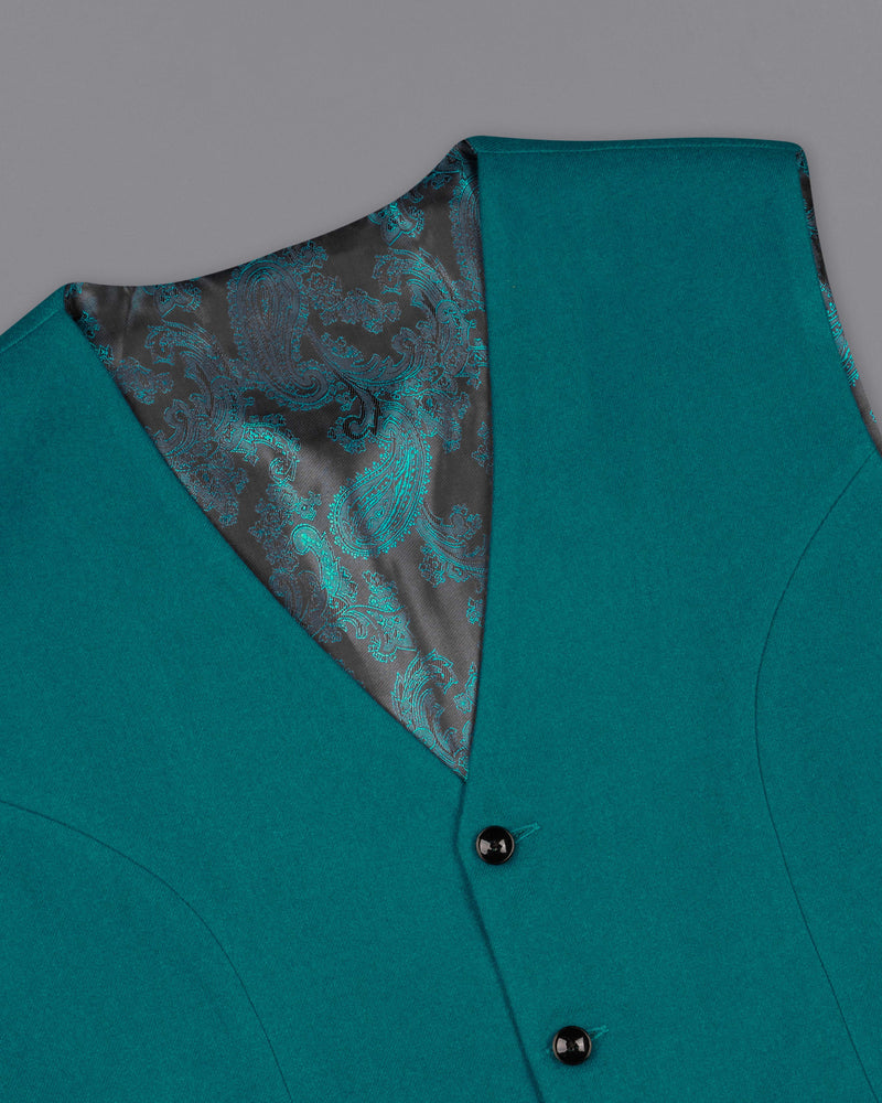 Turquoise Pure Wool Textured Waistcoat V2068-36, V2068-38, V2068-40, V2068-42, V2068-44, V2068-46, V2068-48, V2068-50, V2068-52, V2068-54, V2068-56, V2068-58, V2068-60
