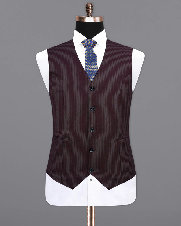 Eclipse Maroon with StarDust Gray Striped Waistcoat V2148-36, V2148-38, V2148-40, V2148-42, V2148-44, V2148-46, V2148-48, V2148-50, V2148-52, V2148-54, V2148-56, V2148-58, V2148-60