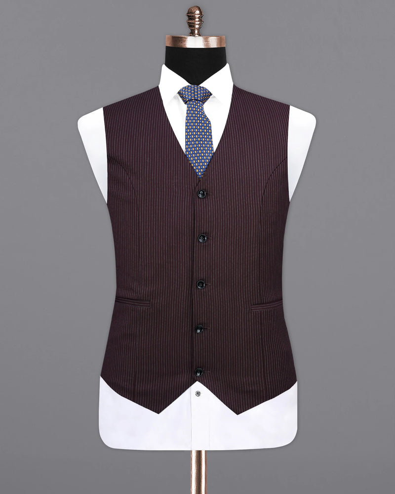 Eclipse Maroon with StarDust Gray Striped Waistcoat V2148-36, V2148-38, V2148-40, V2148-42, V2148-44, V2148-46, V2148-48, V2148-50, V2148-52, V2148-54, V2148-56, V2148-58, V2148-60