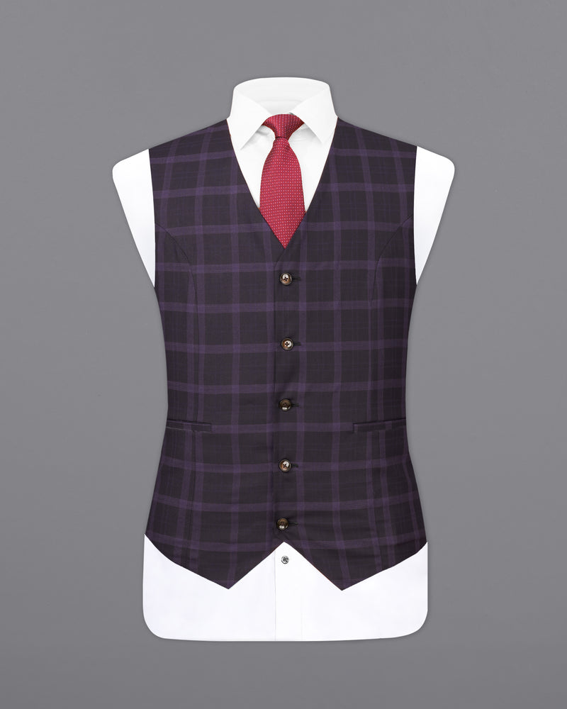 Melanzane Violet and Mortar Purple Plaid Waistcoat V2258-36, V2258-38, V2258-40, V2258-42, V2258-44, V2258-46, V2258-48, V2258-50, V2258-52, V2258-54, V2258-56, V2258-58, V2258-60