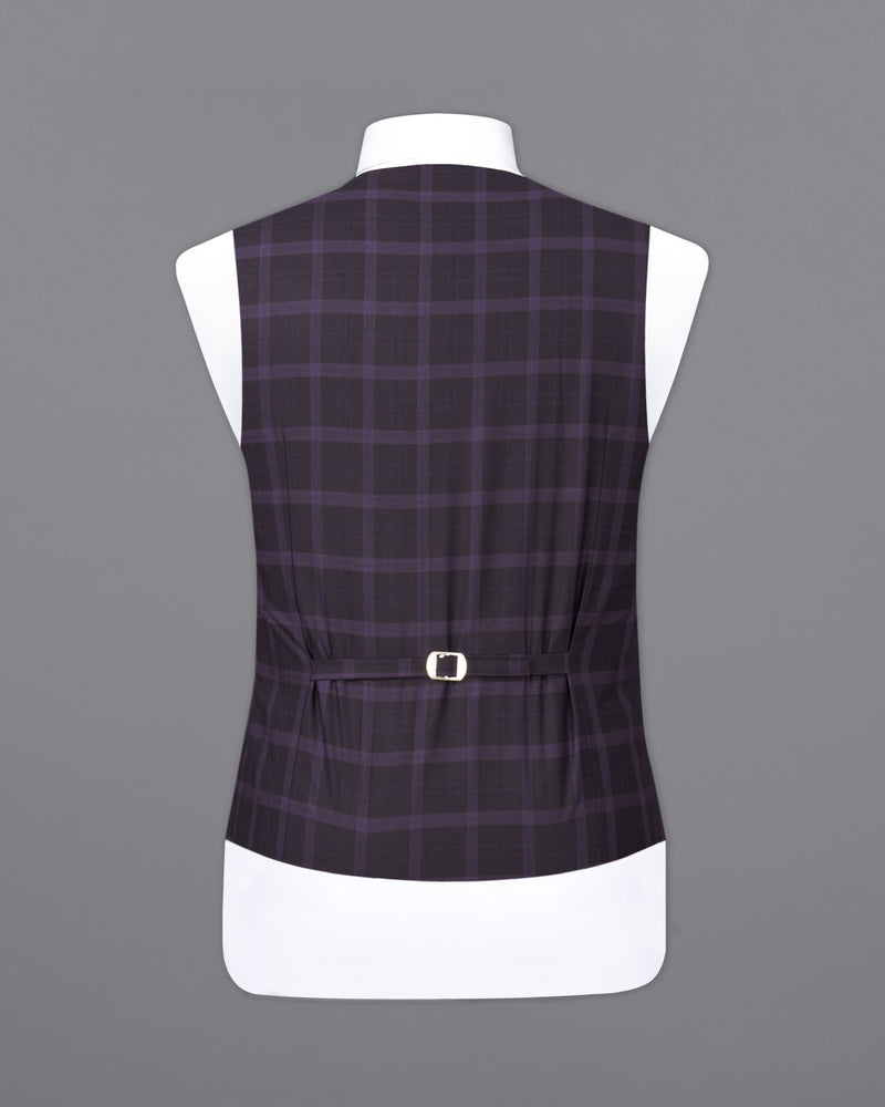 Melanzane Violet and Mortar Purple Plaid Waistcoat V2258-36, V2258-38, V2258-40, V2258-42, V2258-44, V2258-46, V2258-48, V2258-50, V2258-52, V2258-54, V2258-56, V2258-58, V2258-60