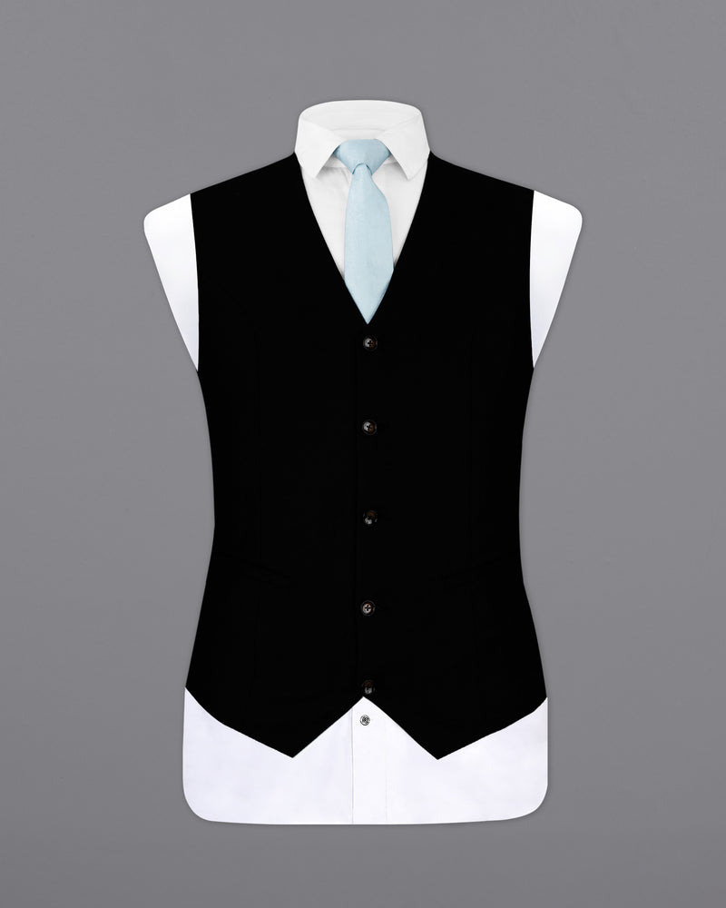 Jade Black Textured Waistcoat