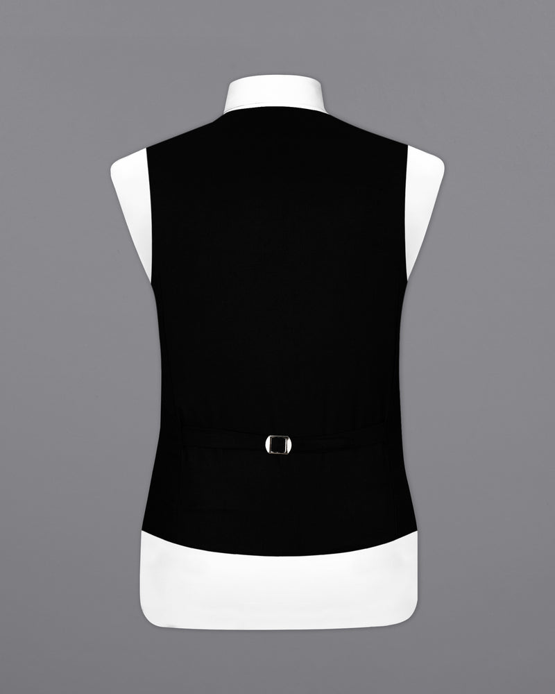 Jade Black Textured Waistcoat