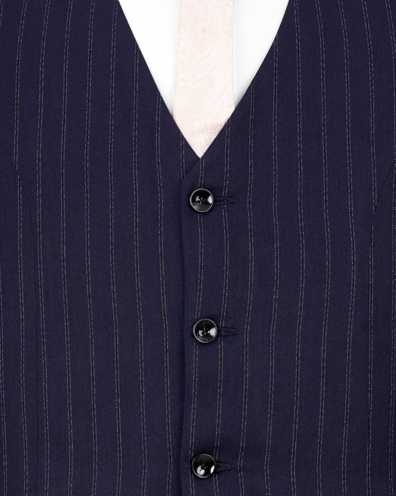 Mirage Navy Blue Striped Waistcoat