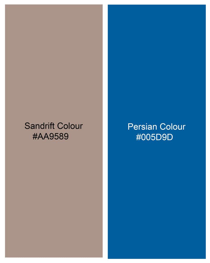 Sandrift Brown with Persian Blue Plaid Waistcoat