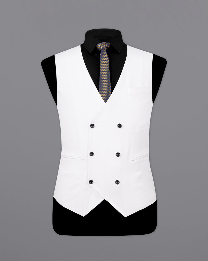 Bright White Premium Cotton Designer Waistcoat