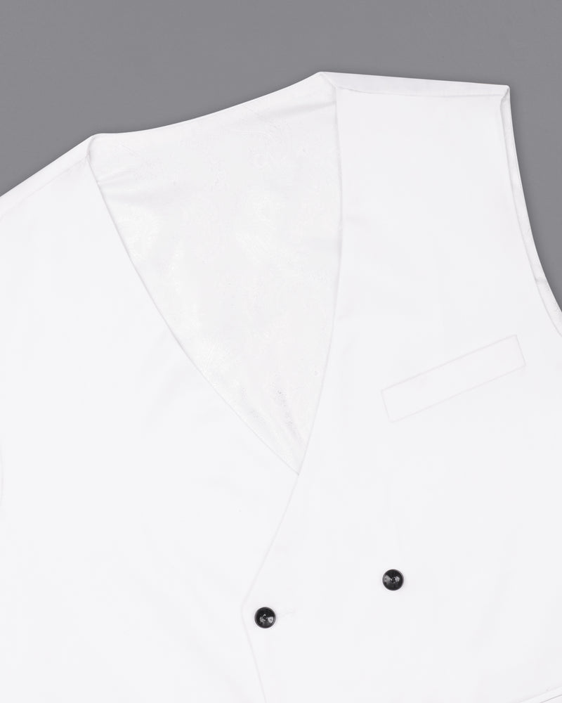 Bright White Premium Cotton Designer Waistcoat