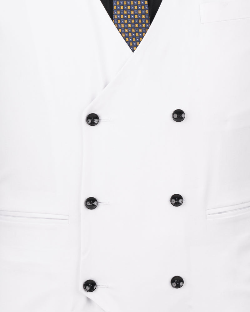 Bright White Premium Cotton Designer Waistcoat