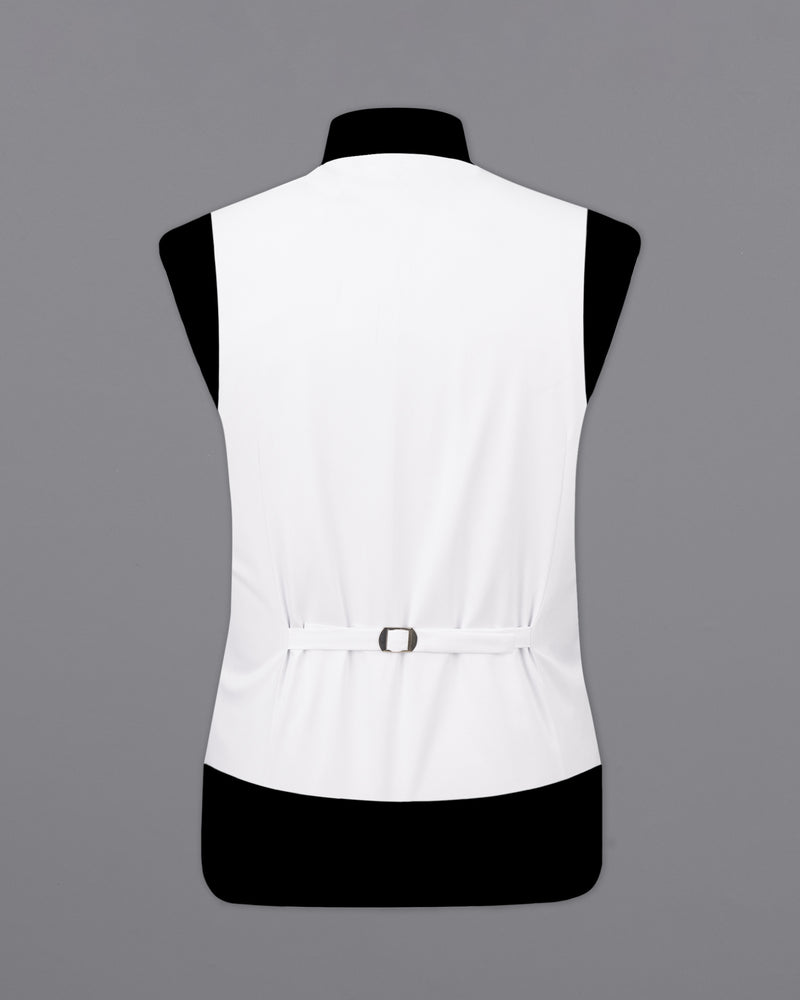 Bright White Premium Cotton Designer Waistcoat