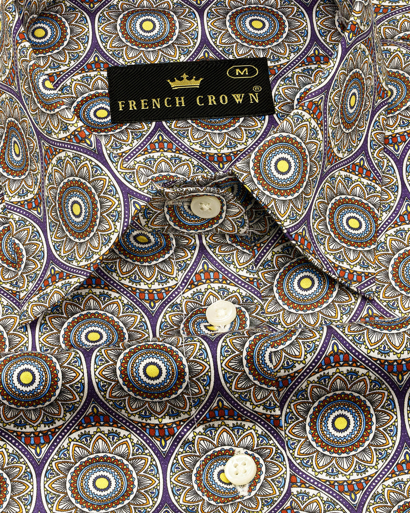 Mercury Brown Multicolour Ajrakh Printed Premium Cotton Shirt