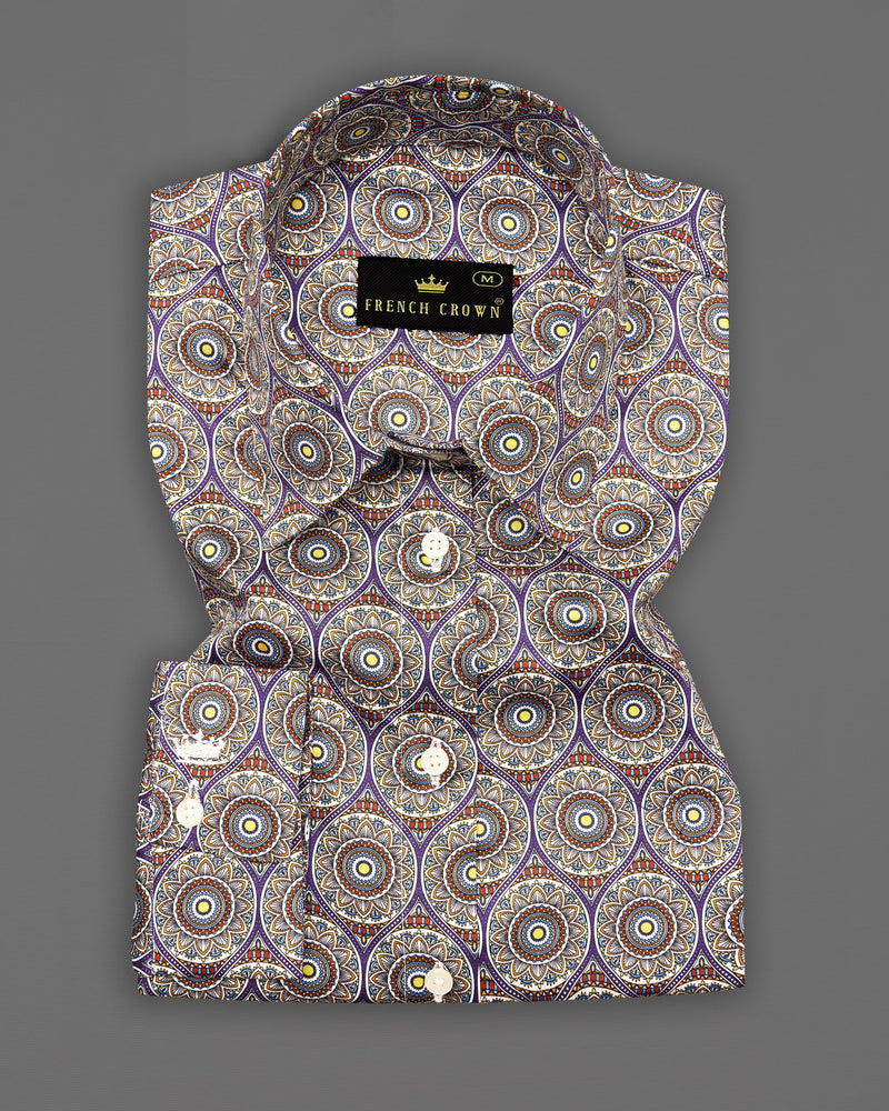 Mercury Brown Multicolour Ajrakh Printed Premium Cotton Shirt