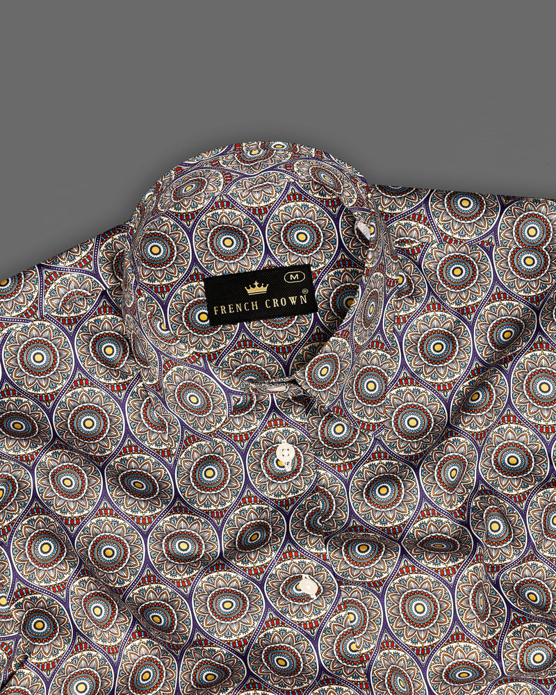 Mercury Brown Multicolour Ajrakh Printed Premium Cotton Shirt