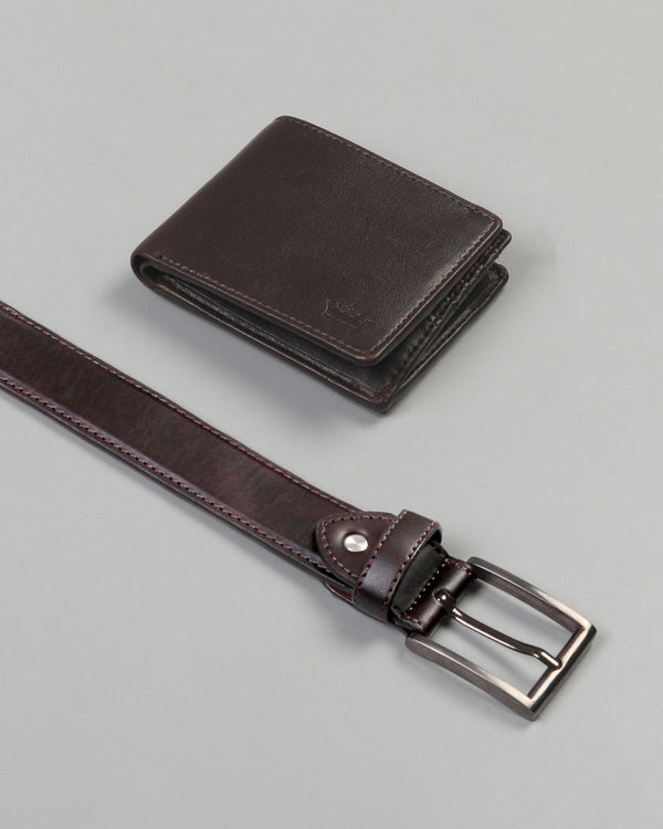 Pack Of 1 Brown Wallet And 1 Brown Belt WB-9/10-28, WB-9/10-30, WB-9/10-32, WB-9/10-34, WB-9/10-36, WB-9/10-38