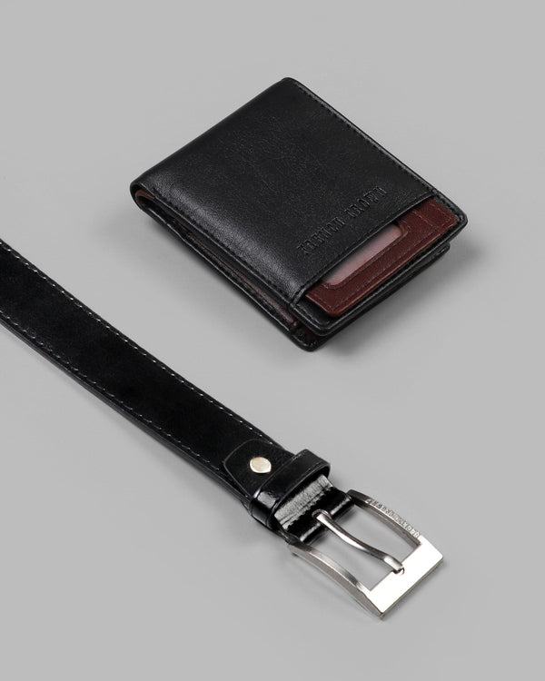 Pack Of 1 Black With Tan Wallet And 1 Jade Black Belt WB-27/03-28, WB-27/03-30, WB-27/03-32, WB-27/03-34, WB-27/03-36, WB-27/03-38