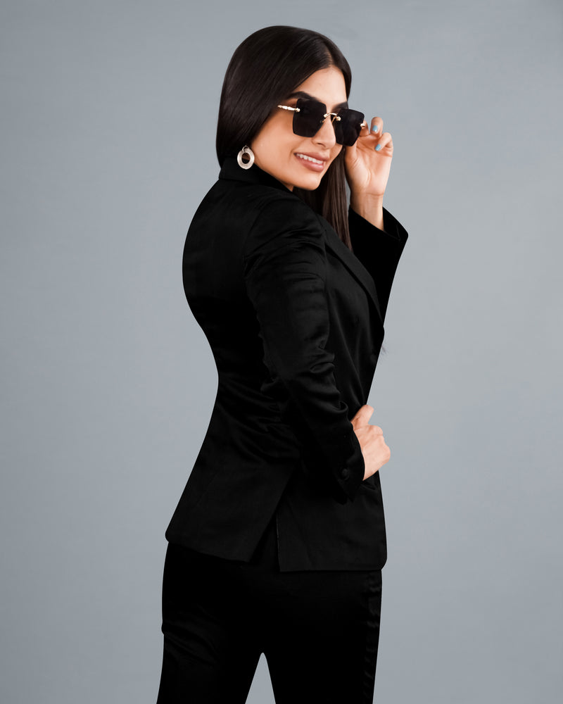 Jade Black Premium Cotton Women's Blazer