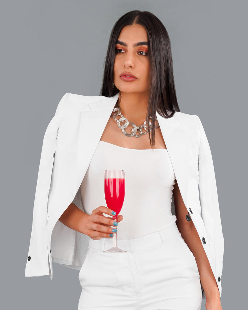 Bright White Single Breasted Women's Blazer