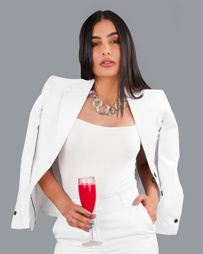 Bright White Single Breasted Women's Blazer