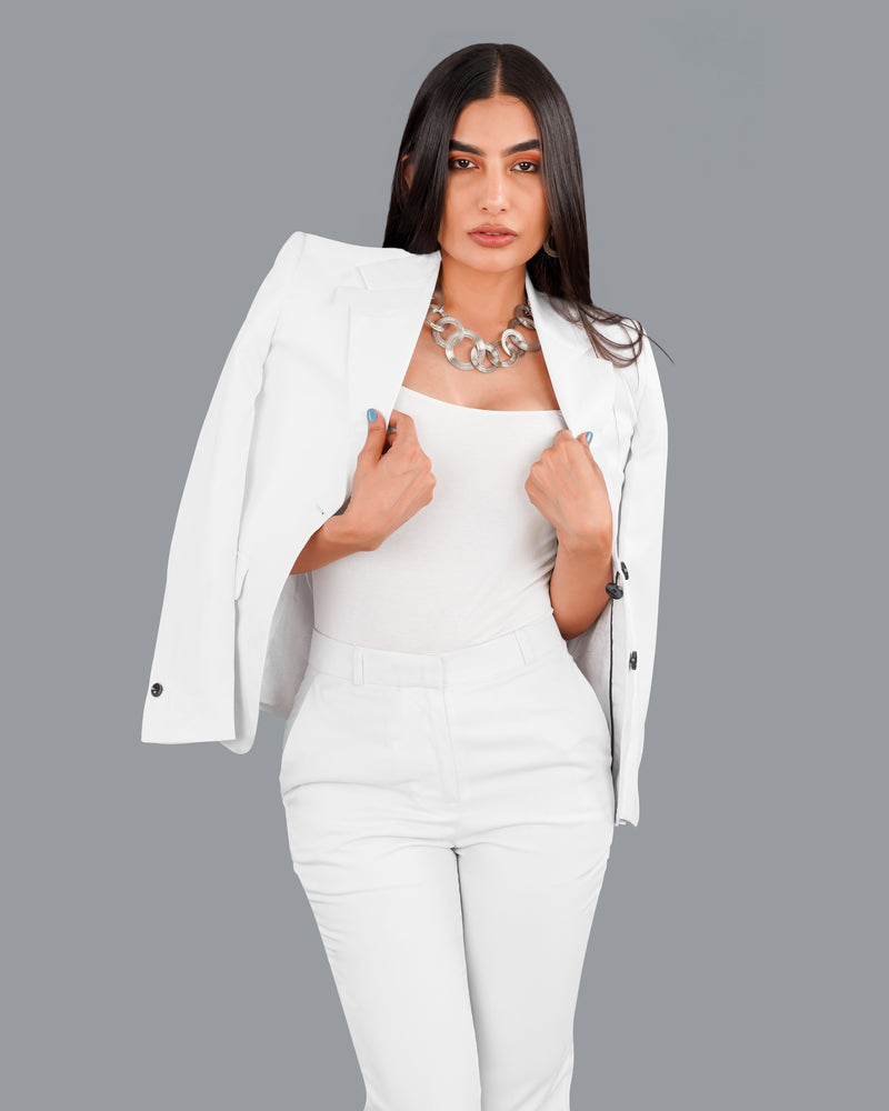 Bright White Single Breasted Women's Blazer