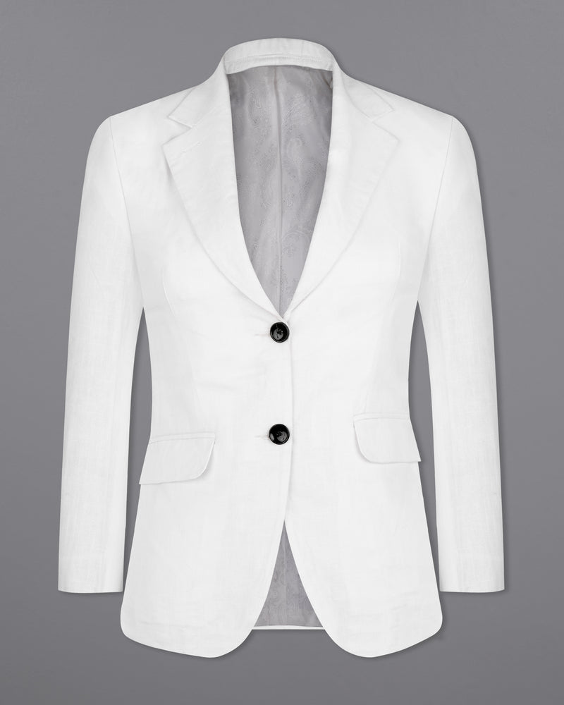 Bright White Premium Linen Women's Blazer