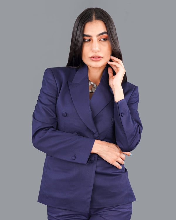 Space Blue Double Breasted Women's Blazer