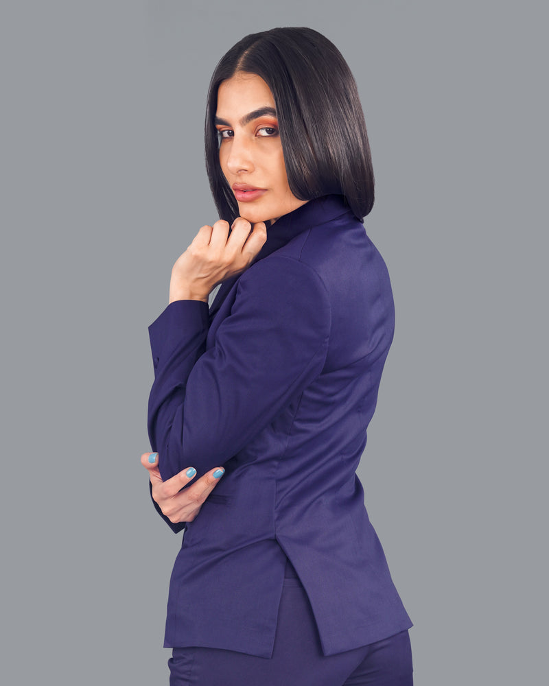 Space Blue Double Breasted Women's Blazer