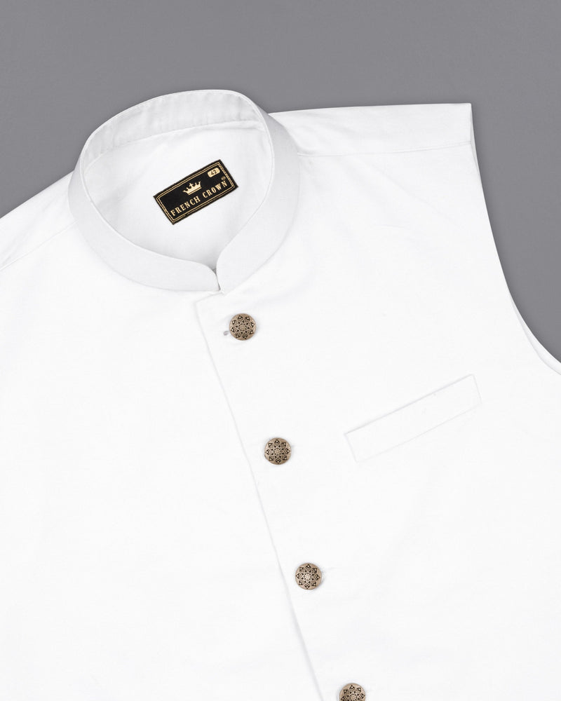 Bright White Cotton Nehru Jacket