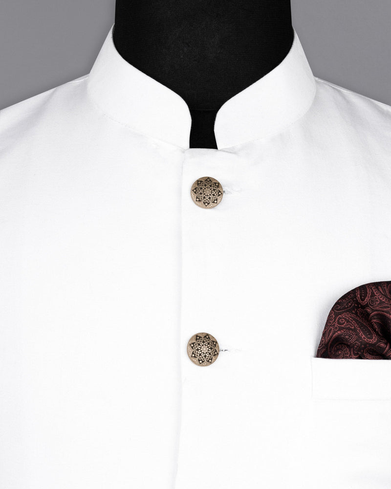 Bright White Cotton Nehru Jacket