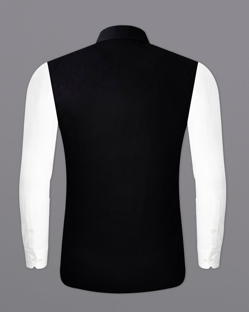 Jade Black Wool Blend Nehru jacket