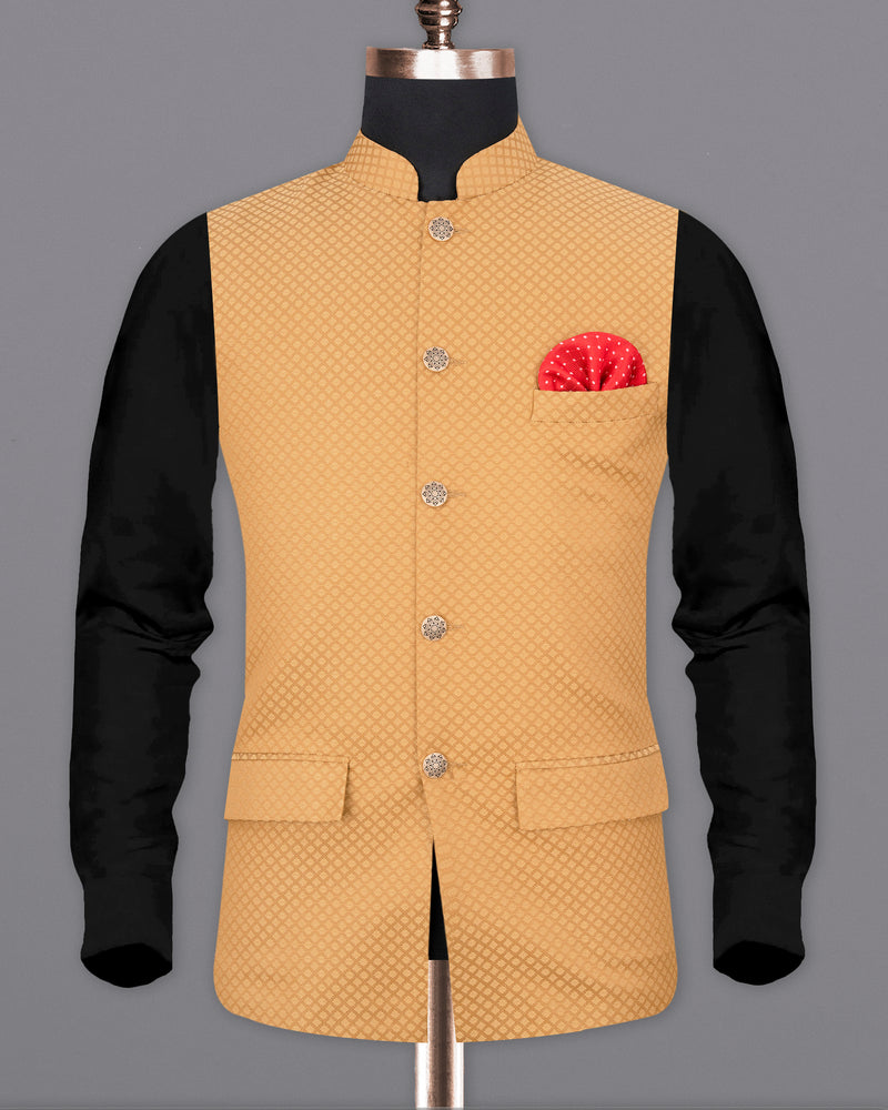 Whiskey Brown Textured Nehru Jacket