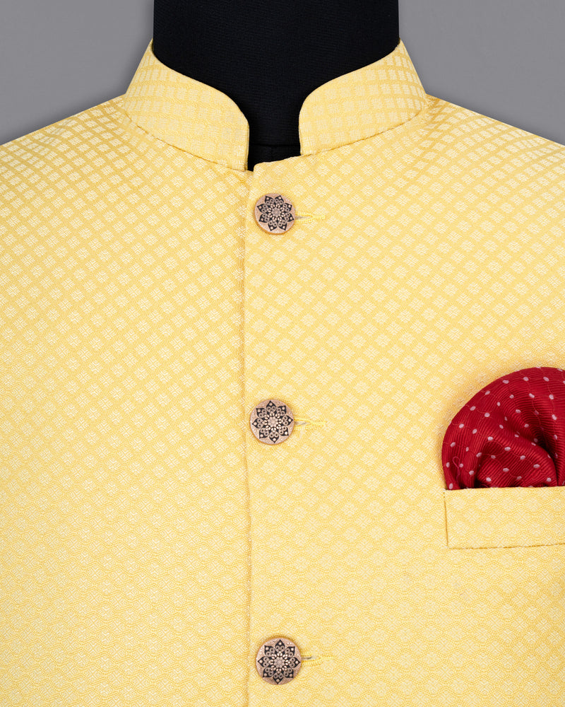 Cape Honey Textured Nehru Jacket