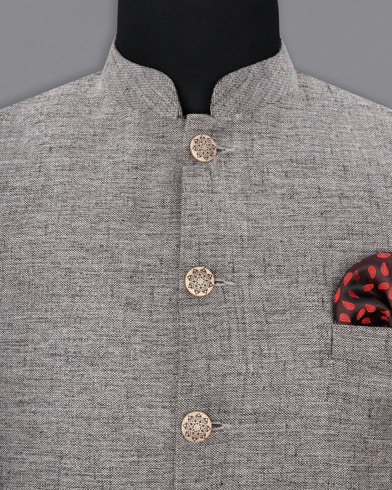 Spun Parl Gray Textured Nehru Jacket