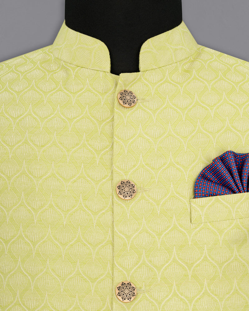 Confetti Yellow Textured Nehru Jacket