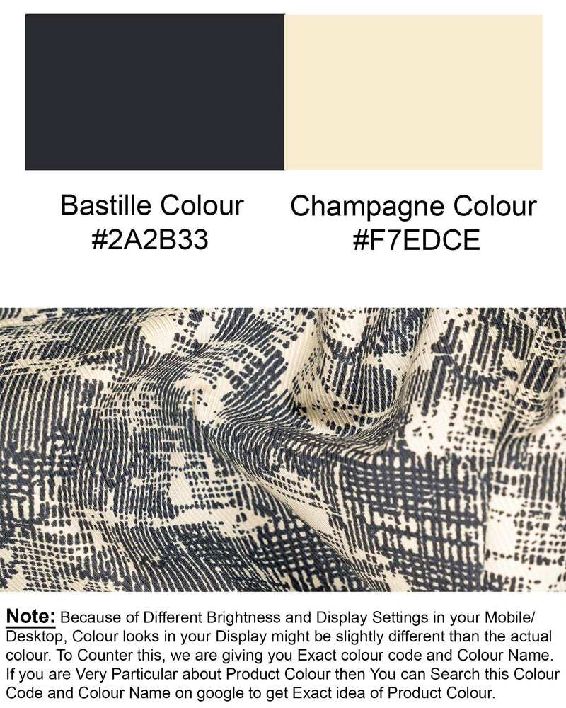Bastille and Champagne Beige Abstract Print Nehru Jacket