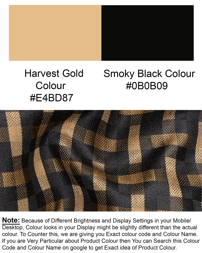Smoky Black and Harvest Gold Plaid Nehru Jacket