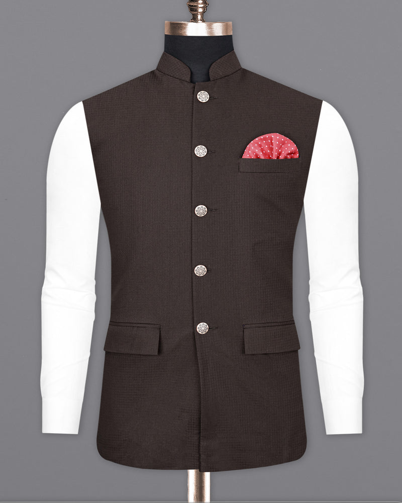 Birch Brown Nehru Jacket WC1861-36, WC1861-38, WC1861-40, WC1861-42, WC1861-44, WC1861-46, WC1861-48, WC1861-50, WC1861-52, WC1861-54, WC1861-56, WC1861-58, WC1861-60